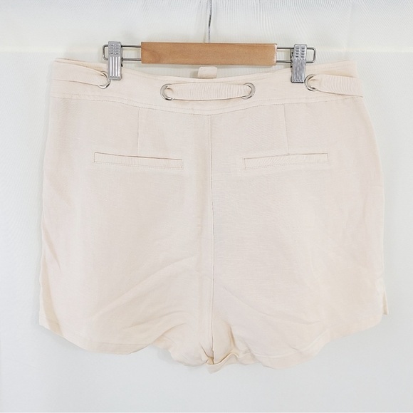 Paige Teyana ecru linen shorts drawstring waist cream size 10 NEW NWT - Picture 5 of 8